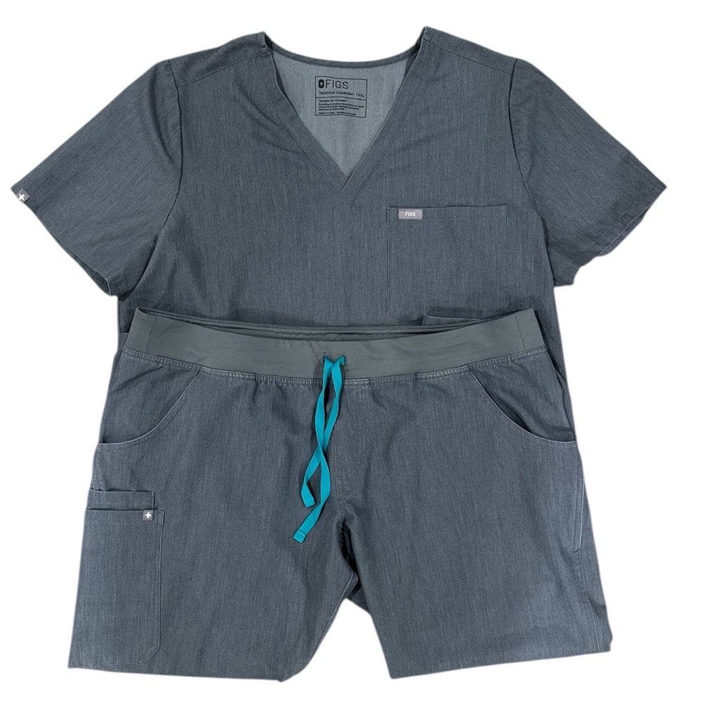 Figs Scrub Set Matching Top + Bottoms Graphite Size XXL